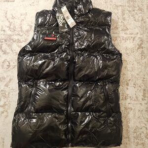Reason Shiny Black Puffer Vest M